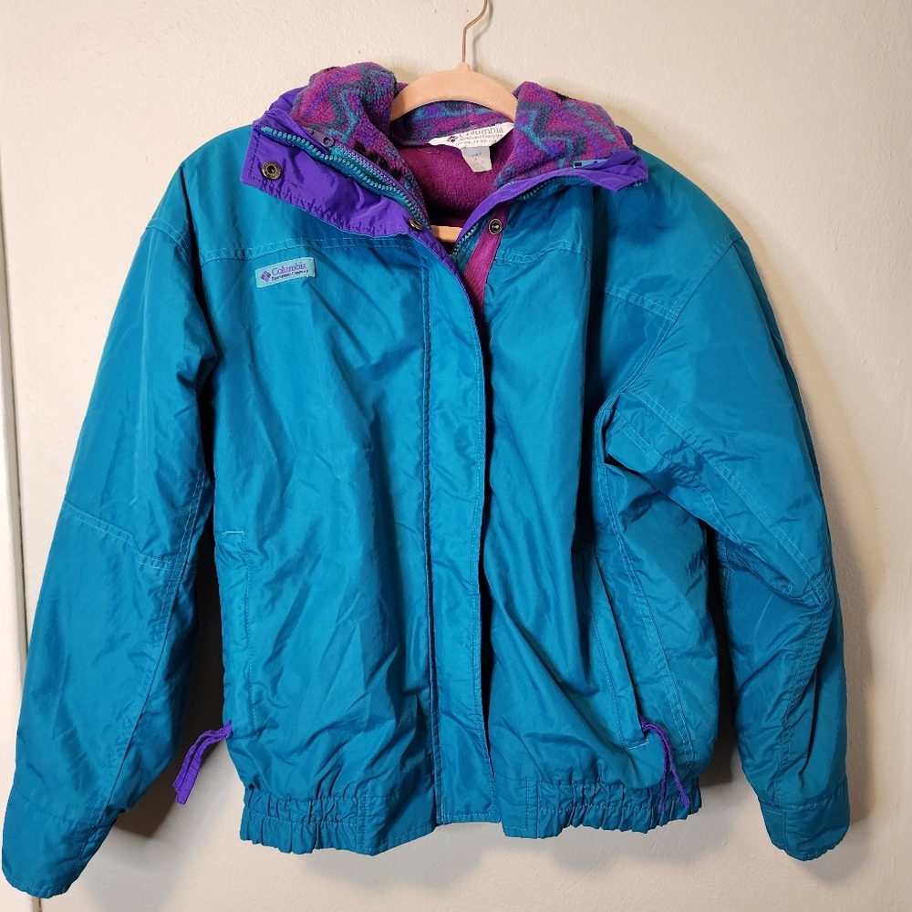 Vintage 90s Columbia Teal Bugaboo 2 in 1 Zip out fleece  size medium
